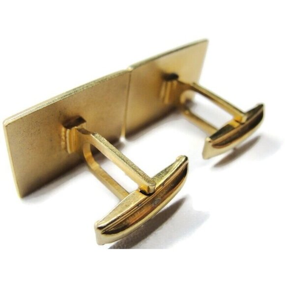 Vintage Cufflinks Brush Texture Rectangle Gold Tone Shirt Accessories Pat No - Picture 7 of 7